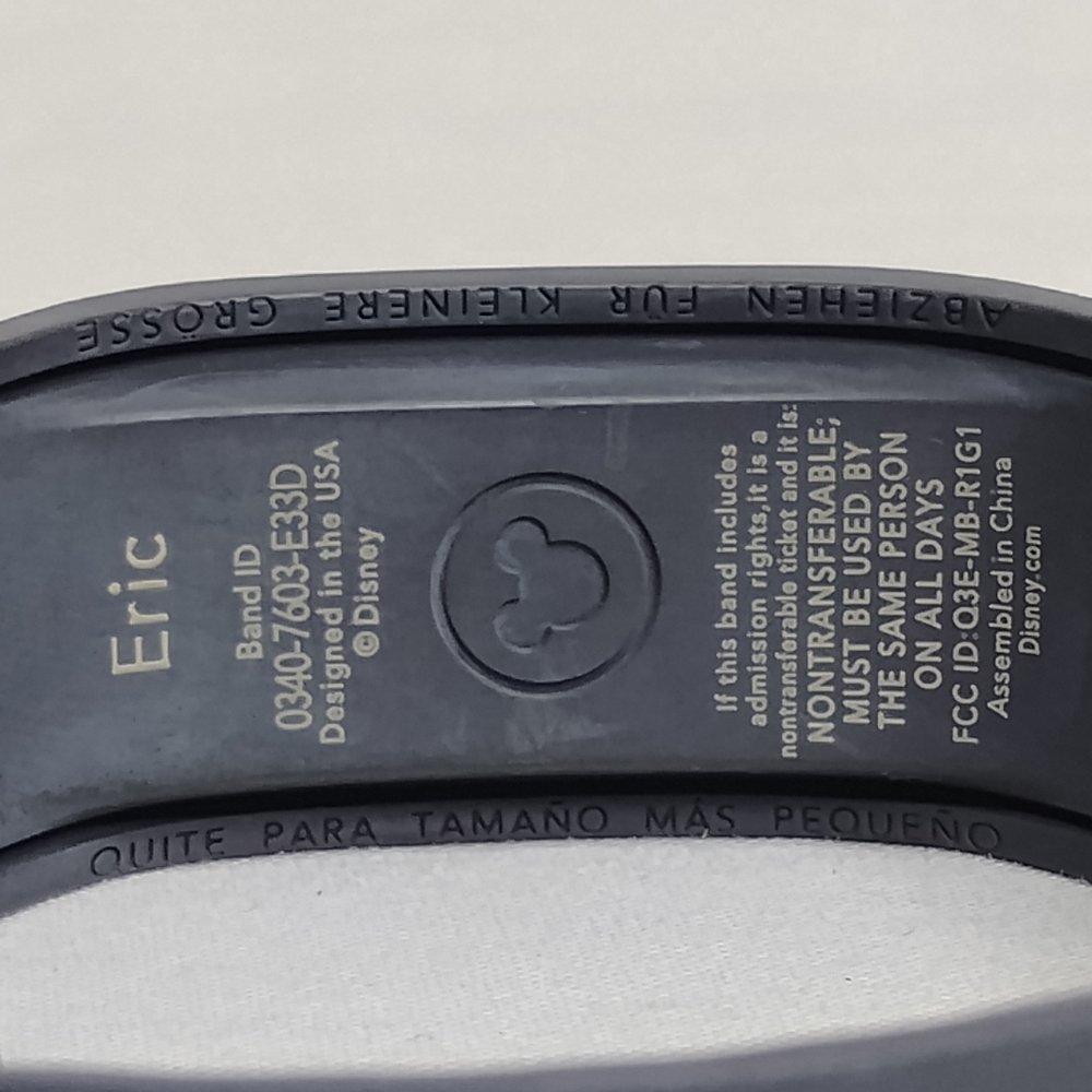Disney Magic Bands Gray "Eric" Mickey Mouse Park Admission Band ID Bracelet - Picture 8 of 9